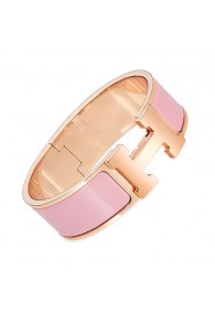 Hermes Clic Clac H bracelet pink gold wide crimson rose enamel replica