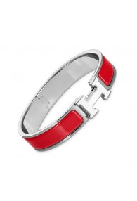 Hermes clic H bracelet white gold narrow bright red enamel replica