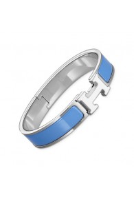 Hermes clic H bracelet white gold narrow transat blue enamel replica