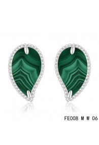 Van Cleef & Arpels White Gold Sweet Alhambra Leaf Earrings Malachite