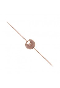 amulette de cartier rose gold inlaid diamonds pink opal padlock design bracelet replica