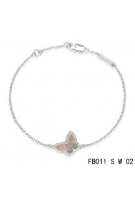 Van Cleef & Arpels Sweet Alhambra Butterfly mini Bracelet in White Gold with Gray Mother-of-peral