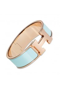 Hermes Clic Clac H bracelet pink gold wide glacier blue enamel replica