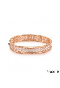 Van Cleef & Arpels Perlee Bracelet with Diamonds,Pink Gold,Medium Model