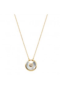 amulette de cartier necklace yellow gold white mother of pearl diamond pendant replica
