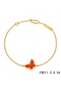 Van Cleef & Arpels Yellow Gold Sweet Alhambra Carnelian Butterfly Bracelet