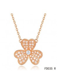 Van Cleef Arpels Frivole Necklace Yellow Gold with Pave Diamonds