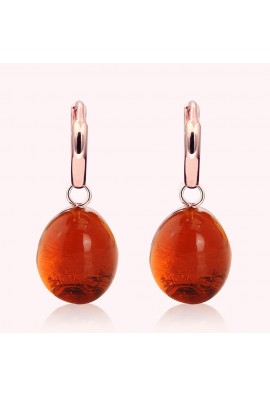 EARRINGS IN ROSE GOLD WITH SYNTHETIC ORANGE SAPPHIRE