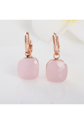 EARRINGS IN ROSE GOLD WITH PINK QUARTZ