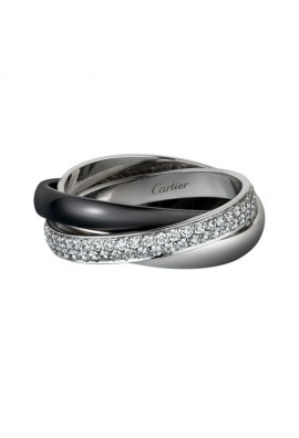 trinity de Cartier white gold ring precision ceramics covered diamond replica
