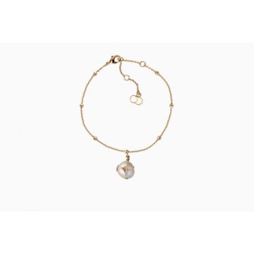 Dior Perles de Dsir White Pearl Paved Bee Pendant Ladies Gold-Plated CD Bracelet Malaysia B0904PDSFW_D301