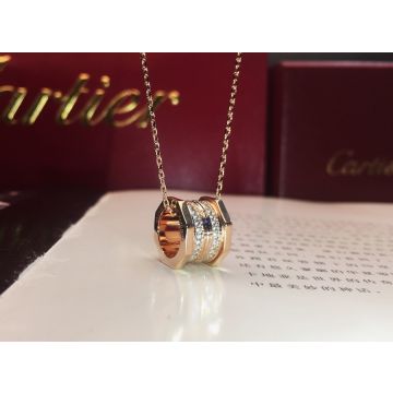Celebrity Style Ecroude De Cartier Screw Pendant Female Double Row Diamonds Necklace Rose Gold/Yellow Gold 