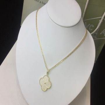 Van Cleef & Arpels Magic Alhambra Hot Selling Big Model Clover Pendant Paved Diamonds Long Necklace For Ladies 
