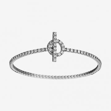 2018 Lowest Price Hermes Fiesse 925 Sterling Silver Ladies Fully-Diamonds Bracelet For Sale H108053Bv00