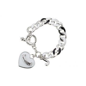 Juicy Couture Banner Heart Starter Thick Chain Bracelet Unisex Charm With Signature Hip-hop Style NYC