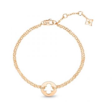 Hot Selling Louis Vuitton Empreinte Cutwork Monogram Flower Pendant Double Chain Fake Bracelet For Ladies Silver/Rose Gold Q95620
