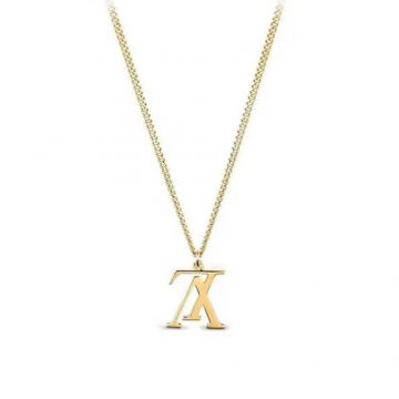 Top Sale Louis Vuitton Male Necklace Upside Down LV Logo Pendant Price List Online Yellow Gold/Rose Gold/White Gold