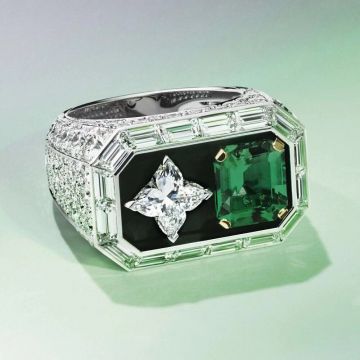 Cartier Luxury Emerald Four Leaf Clover Diamonds Silver Ring For Sale New Style Jewellery Replica 