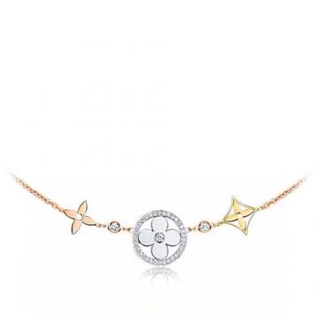 Replica Louis Vuitton Idylle Blossom Silver Cutwork Sun Flower Yellow Gold & Rose Gold Tri-tone Females Chain Bracelet Q95443 
