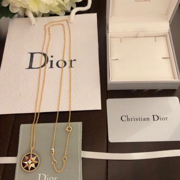 2021 Women's Best Selling Dior Rose Des Vents Lapis Lazuli 8-point Star Pendant Yellow Gold Long Necklace 