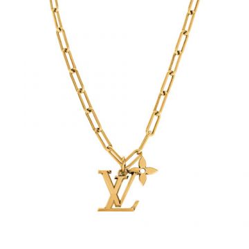 2021 Spring-summer Louis Vuitton LV Flower LV Initials Pendant Brass Thick Link Necklace For Men MP2890 Replica Rose Gold Jewellery