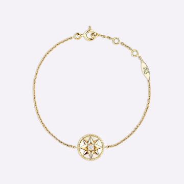 Celebrity Same Christian Dior Rose Des Vents White MOP Eight-pointed Star Reversible Pendant Yellow Gold Plated Link Bracelet For Ladies