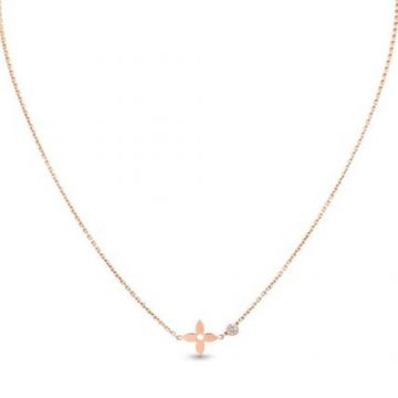 Women's Fashion Louis Vuitton Idylle Blossom 18k Rose Gold Monogram Flower Pendant Single Diamond Clavicle Chain Necklace Q93281