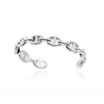 Hermes Chaine D'ancre Enchainee Medium Circle Link Ladies Sterling Silver Fake Cuff Bracelet H109509B 00SH 