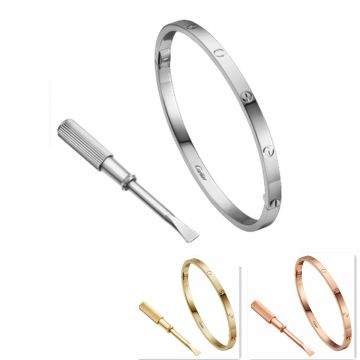 Cartier Love Unisex Narrow Bangle Rose/White/Yellow Gold-plated Screw Motif For Sale UK Review B6047517/B6047317/B6047417