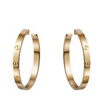 2021 Hot Selling Cartier Love Big Circle Female Yellow Gold Pierced Earrings B8028200 Replica
