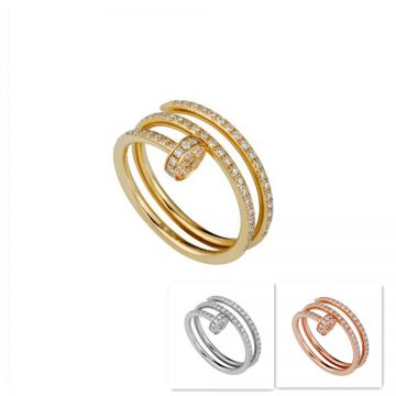 Cartier Juste Un Clou Ladies' Copy Twist Nail White/Pink/Yellow Gold-plated Diamonds Ring Three Circles Italy B4211900/B4210900/B4211100