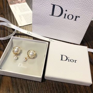 Dior Latest Style Christian Dior Tribales Planet Design Yellow Gold & Pearl Earrings For Womens For Sale