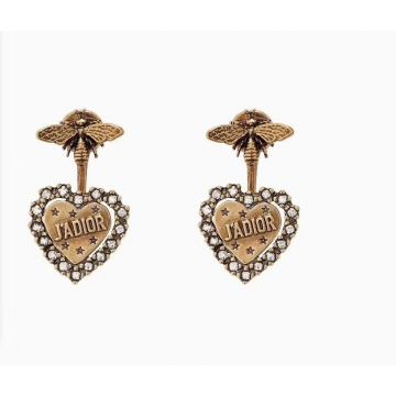 Women's High End Dior L'amour Avenir Star J'ADIOR Motif Diamonds Edging Yellow Brass Bee Earrings Replica E0923LAVCY_D908