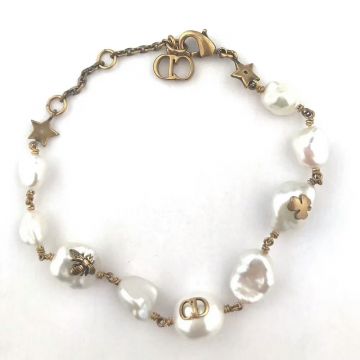 Summer Popular Dior Tribale Native Retro Brass Bee/CD/Clover Charm Atypical Pearl Bracelet For Womens 