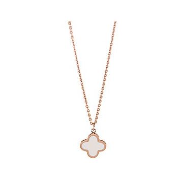 Van Cleef & Arpels Magic Alhambra Clover Charm Encrusted White Pearl Rose Gold-plated Chain Necklace Women UK