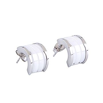 Bvlgari Phony B.zero1 White Ceramic Silver Hoop Earrings Celebrity Style Sale Lady Fashion Design  