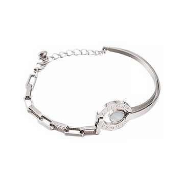 2018 Women/Men Bvlgari Bvlgari Silver Bangle Chain Bracelet Circle Decoration With Logo & White Pearl Price UK 