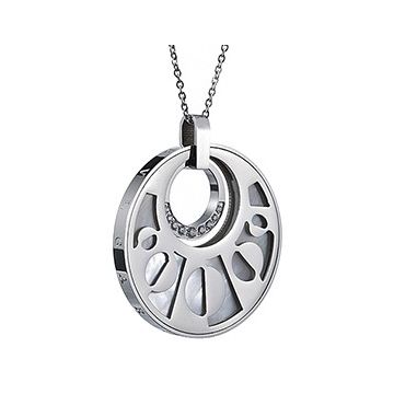 Bvlgari Personalized Silver Chain Necklace Round Pendant Studded Crystals Modern Style 2018 For Sale UK
