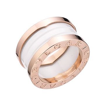Bvlgari B.zero1 Wide Ring Rose Gold Color White Enamel Studded Symbol Price List 2018 Lady AN855564