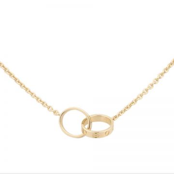 Cartier Love Yellow Gold-plated Stylish Necklace Two Circle Charm With Screw Detail Unisex Singapore Price B7212400