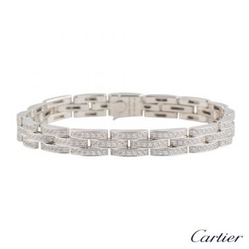 Cartier Maillon Panthere 3 Diamond-paved Rows Female 925 Sterling Silver Bracelet Fashion Jewellery N6701000 Replica