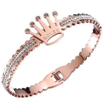 Rolex Rose Gold Color Bangle Crown Symbol Decked Crystals On Sale Canada Women