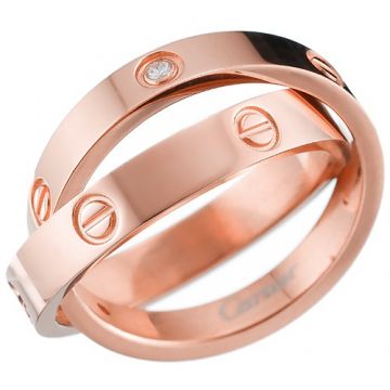 Phony Cartier Spicy Love Rose Gold-plated Double Diamonds Ring Screw Motif Elegant Style Sale Women B4215600