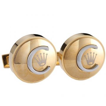 Replica Rolex Yellow Gold-plated Cufflinks Crown Symbol Silver C Decoration Men Fashion Party Price India