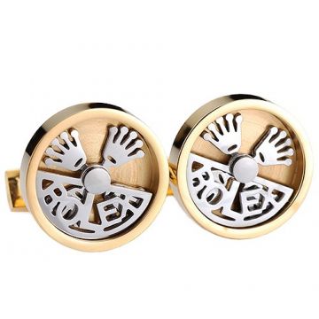 Elegant Rolex Gold & Silver Round Men Cufflinks Hollow-out Style Crown Symbol Formal Meeting Price UK