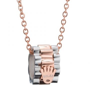 Rolex Silver And Rose Gold Color Crown Symbol Chain Necklace Dubai Review Women & Men