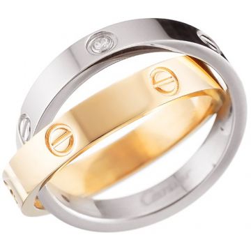 Cartier Spicy Love Couple Style White/Yellow Gold-plated Interlocking Ring Engraved Screw Motif Diamond Italy Price 