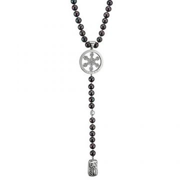 High-end Imitation Bvlgari Black Bead Necklace Silver Charm Modern Style Review In UK Women & Men