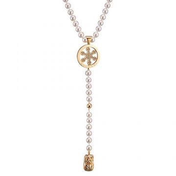 Bvlgari White Pearl Long Necklace Gold-plated Snowflake Charm Celebrities Elegant Lady Price India