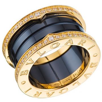 Bvlgari Replica B.zero1 Ring Yellow Gold-plated Diamonds Black Ceramic Ornate Women/Men Price Sydney